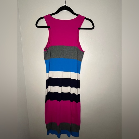 Express Bodycon Color Block Midi Sleeveless Dress Pink Multicolor Size Large - Picture 2 of 5